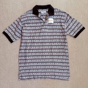 Vintage Sauce by Berne Cotton Golf Polo Shirt Diamond Stripe Men Medium NWT